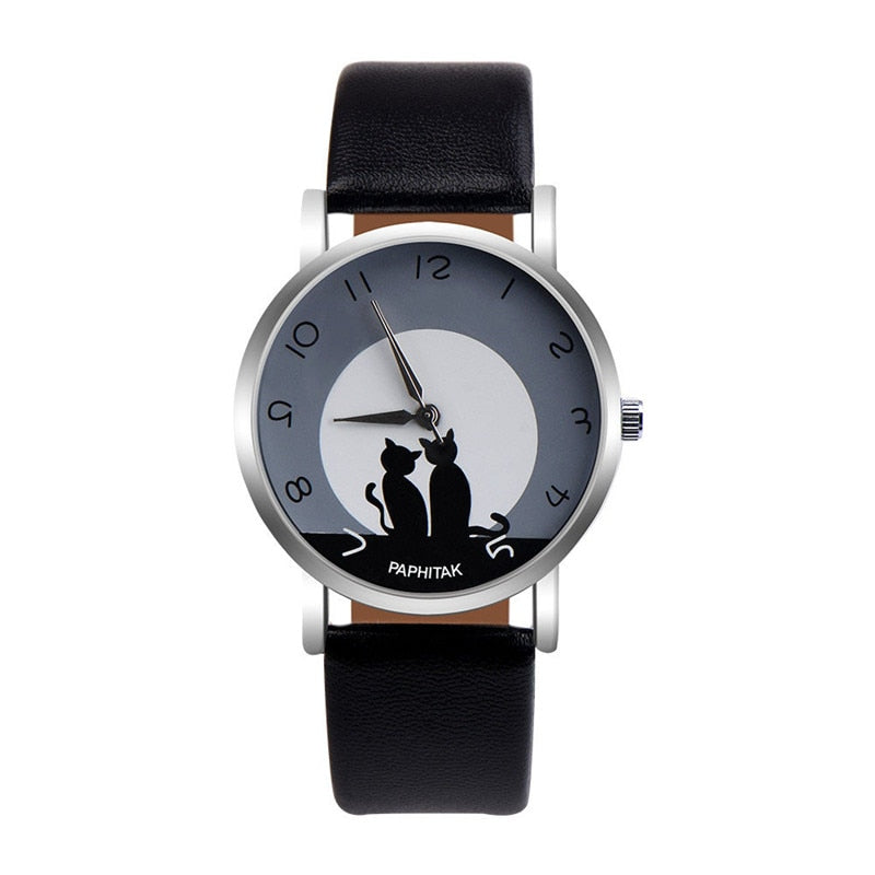 Cute Cat Pattern Leather Watch