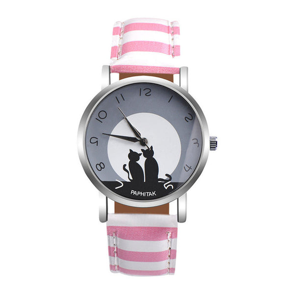 Cute Cat Pattern Leather Watch