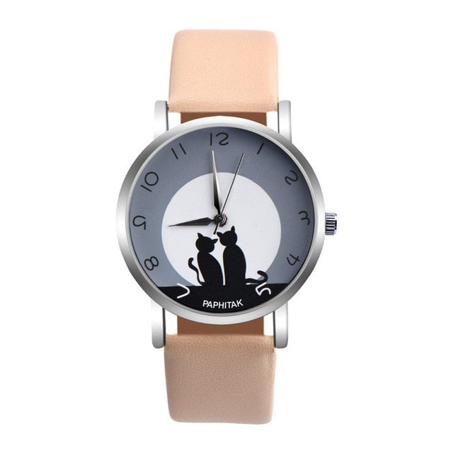 Cute Cat Pattern Leather Watch
