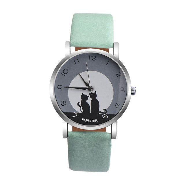 Cute Cat Pattern Leather Watch
