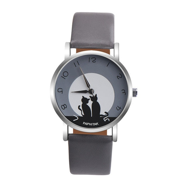 Cute Cat Pattern Leather Watch