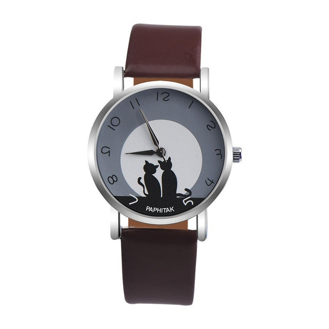 Cute Cat Pattern Leather Watch