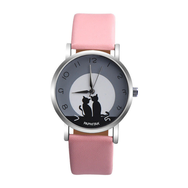 Cute Cat Pattern Leather Watch