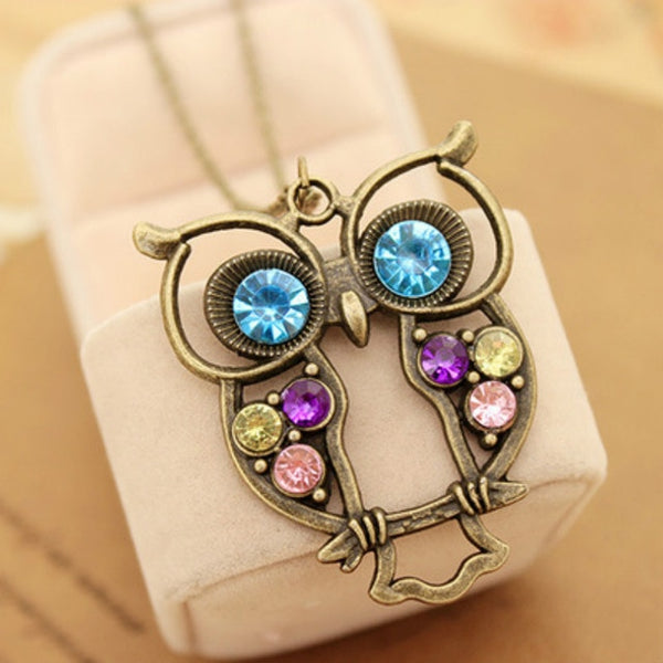 Hollow Cute Owl Pendant Necklace