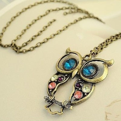 Hollow Cute Owl Pendant Necklace