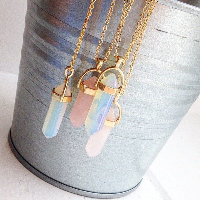 Hexagonal Quartz Necklaces Pendants Jewelry