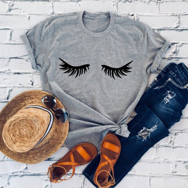 Eyelashes Makeup Lashes Mascara Printed T-Shirt